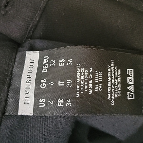 Liverpool | Black Slim Straight Leg Dress Pants Size 2 - Picture 6 of 6